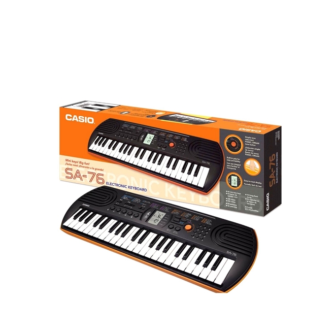 Teclado Casio Infantil Sa 76 Laranja 44 Teclas Com Fonte