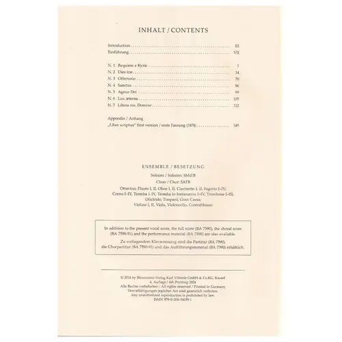 Messa de Requiem - vocal score