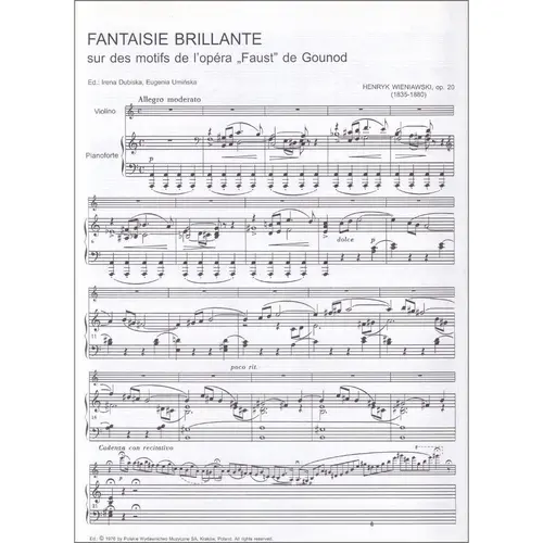 Fantaisie Brillante Op.20 For Violin And Piano