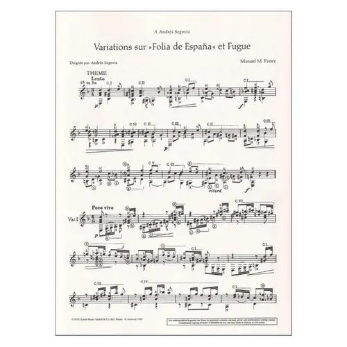 Variations Sur " Folia De Espana " et Fugue