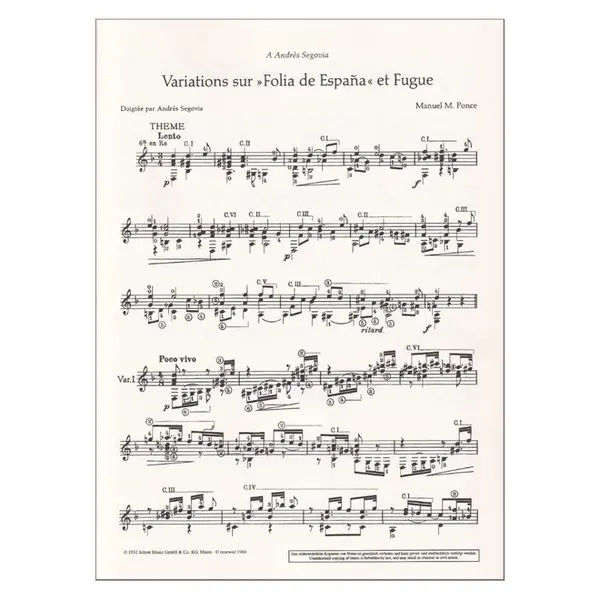 Variations Sur " Folia De Espana " et Fugue
