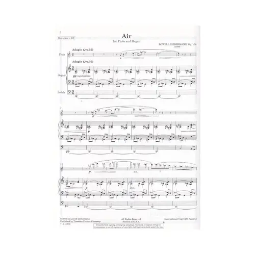 Air Op.106 For Flute And Organ