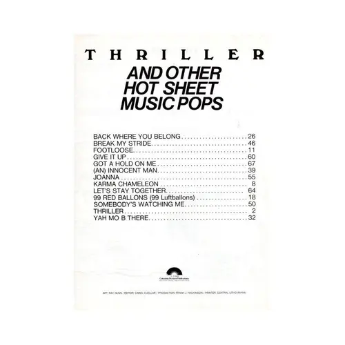 Thriller and Other Hot Sheet Music Pops