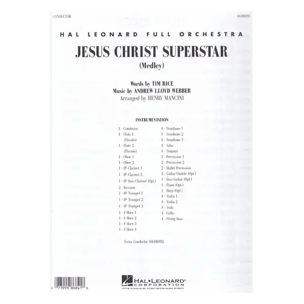 Jesus Christ Superstar (Medley) HL Full Orchestra - Regente + Parts