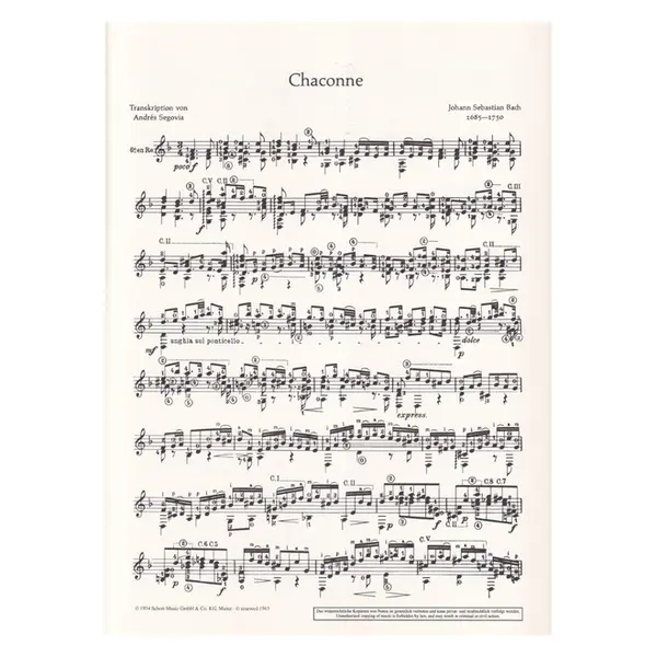 Chaconne D-Minor For Guitar Bwv 1004