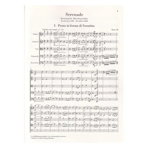 Serenade C major op. 48 for String Orchestra - Study Score