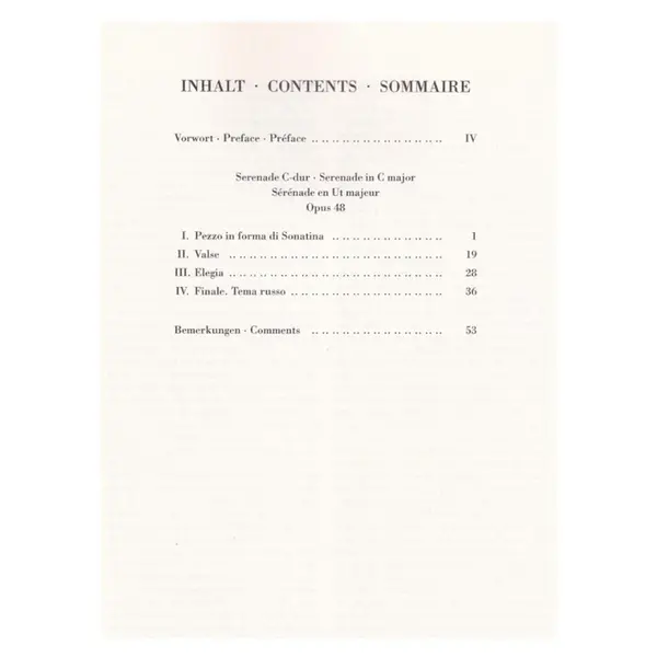 Serenade C major op. 48 for String Orchestra - Study Score