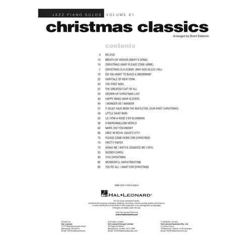 Christmas Classics -Jazz Piano Solos Series Vol.61