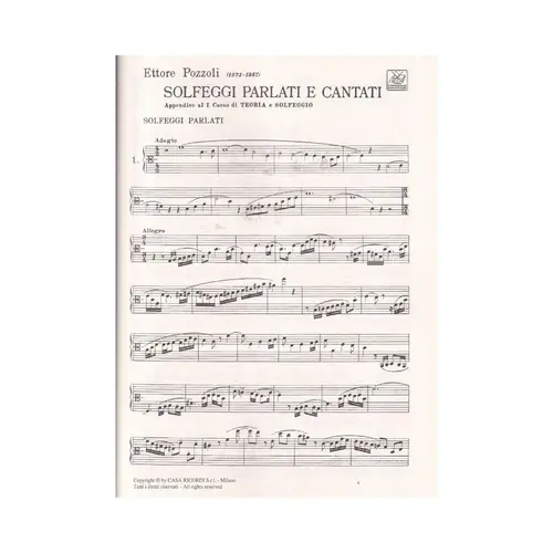 Solfeggi Parlati e Cantati - Appendice Al Primo Corso