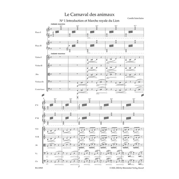 Le Carnaval des animaux -Score