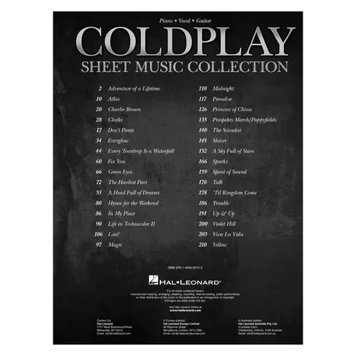 Coldplay Sheet Music Collection