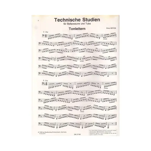 Technische Studien Fur Bassposaune Und Tuba