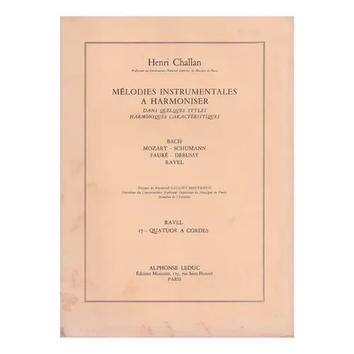 Mélodies instrumentales a harmoniser n.17 -  Ravel - Quatuor a cordes