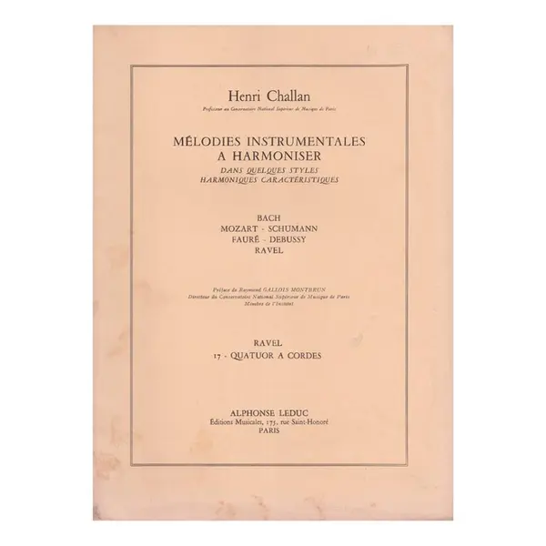 Mélodies instrumentales a harmoniser n.17 -  Ravel - Quatuor a cordes