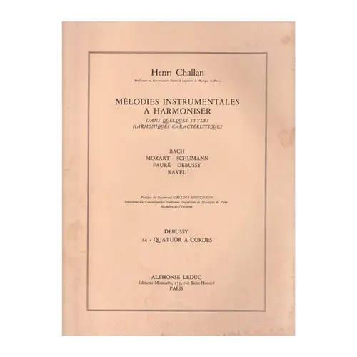 Mélodies instrumentales a harmoniser n.14 - Debussy - Quatuor a cordes