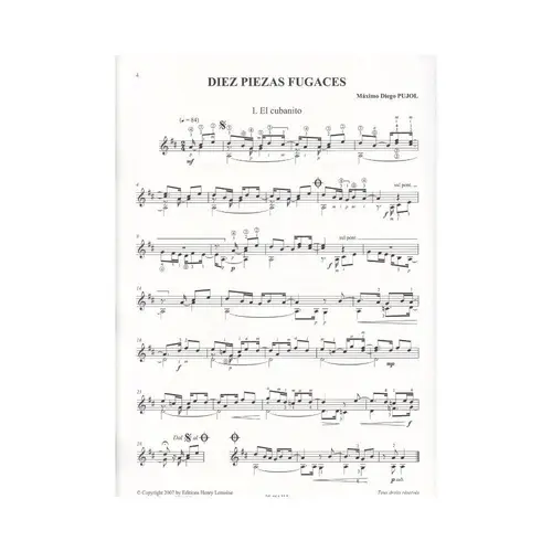 Diez Piezas Fugaces Pour Guitarre Solo