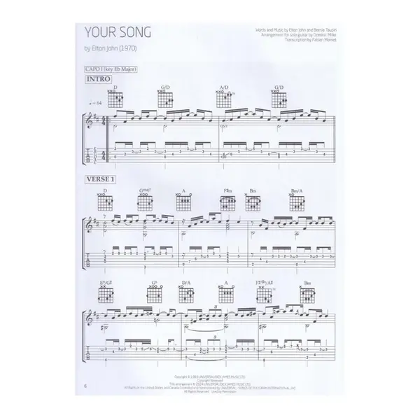 Song Classics for Solo Guitar