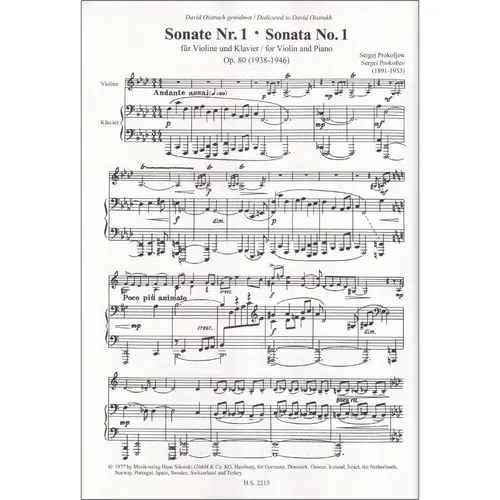 Sonate n.1 for violin and piano Op.80