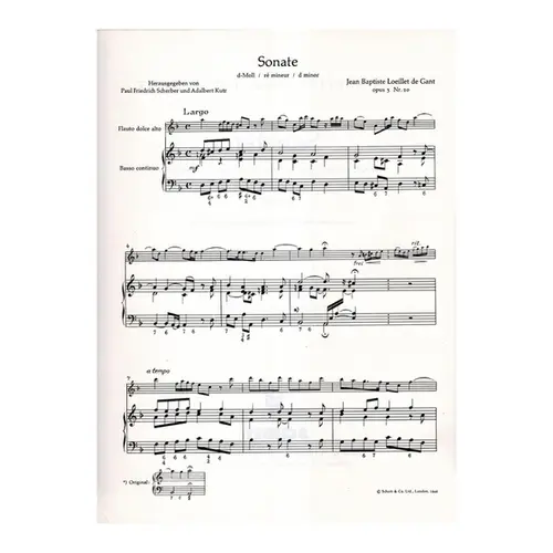 Sonata d moll fur Altblockflote und Basso continuo