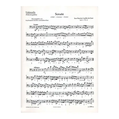 Sonata d moll fur Altblockflote und Basso continuo