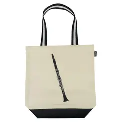 Sacola de tecido clarineta natural+preta 35x38 cm