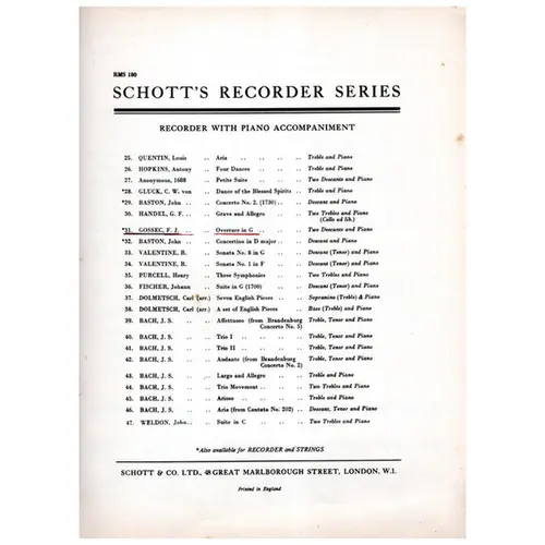 Overture in G for Descants and piano