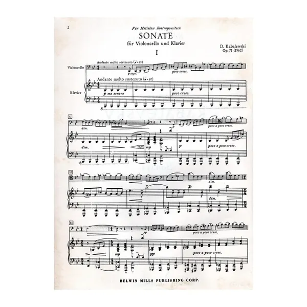 Sonata for cello and piano op. 71