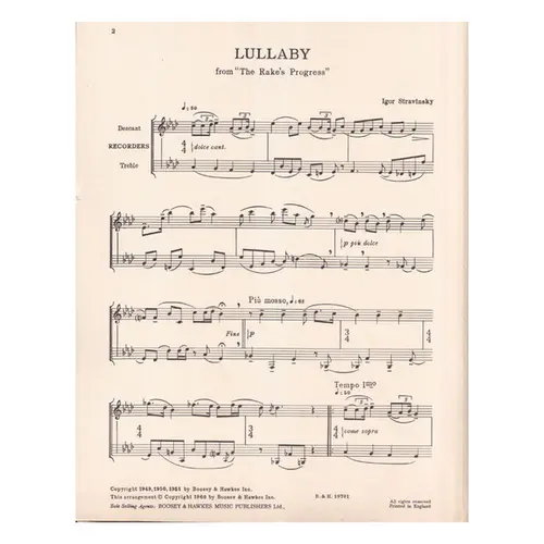 Lullaby from The Rake's Progress for two recorders