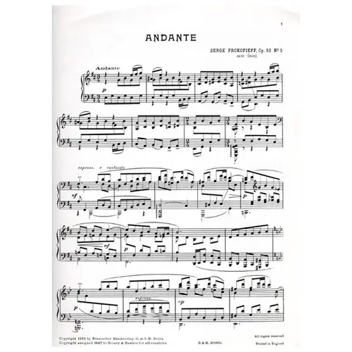 Six Morceaux - Op. 52 - n. 5 Andante