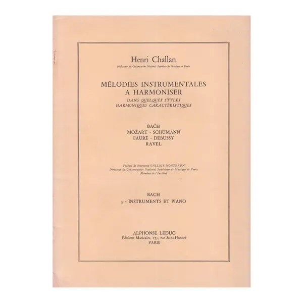 Mélodies Instrumentales a Harmoniser n.03 - Bach - Instruments et piano