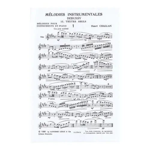 Mélodies instrumentales a harmoniser n.13 -  Debussy - textes seuls