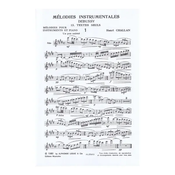 Mélodies instrumentales a harmoniser n.13 -  Debussy - textes seuls