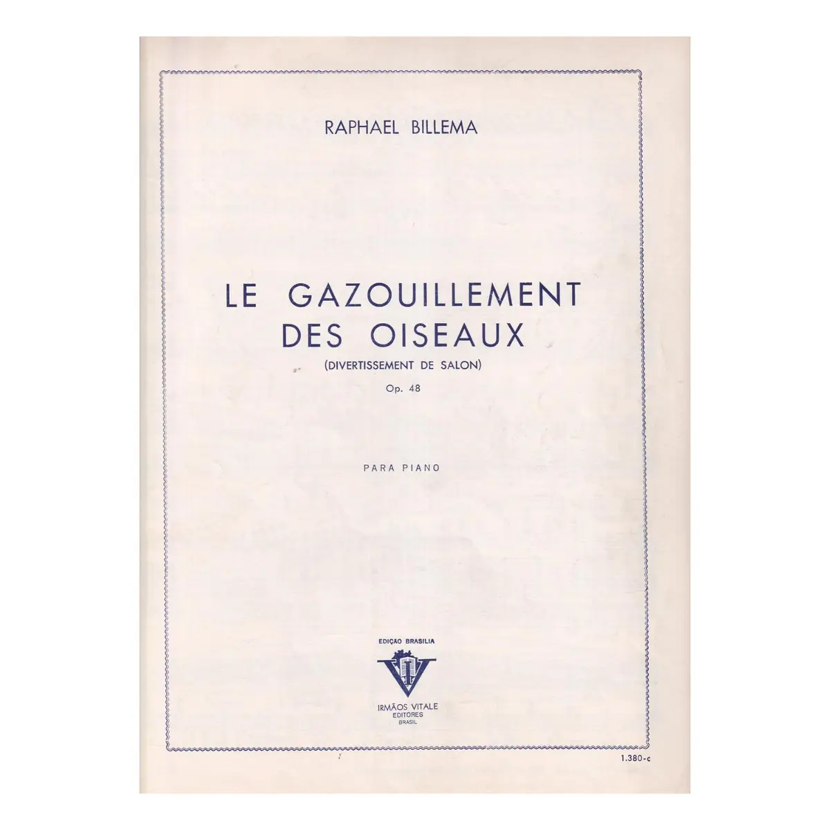Le Gazouillement Des Oiseaux  - Op.48