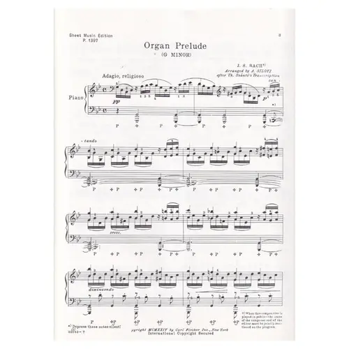 Organ prelude g minor for piano
