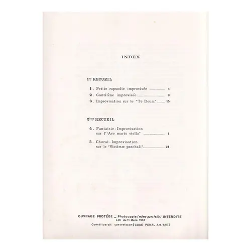 Cinq Improvisations pour orgue vol.1