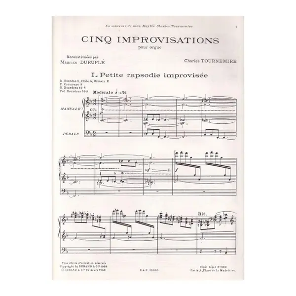 Cinq Improvisations pour orgue vol.1