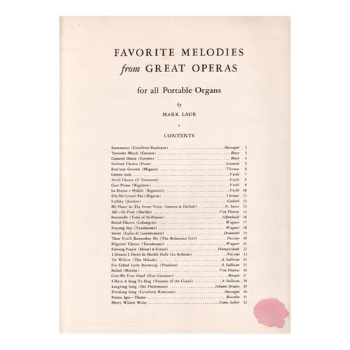 Favorite melodies from great operas for all portable organs