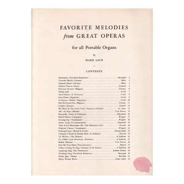 Favorite melodies from great operas for all portable organs