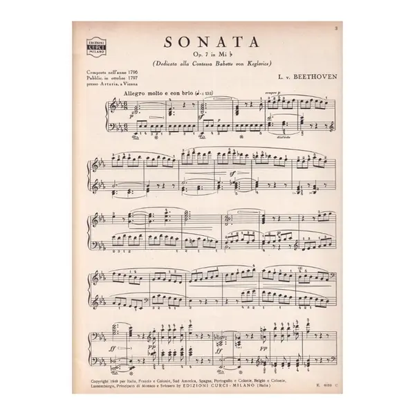 Sonata per Pianoforte op 7 in Mi B