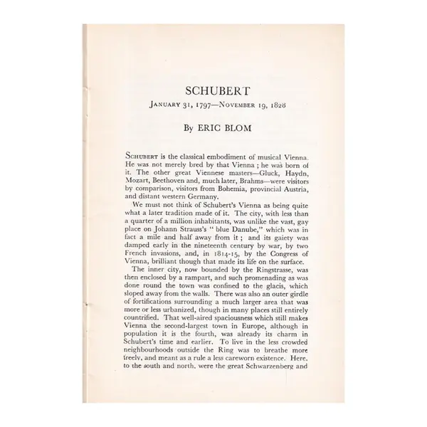 Schubert Novello Short Biographies