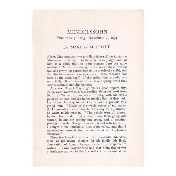 Mendelssohn Novello Short Biographies