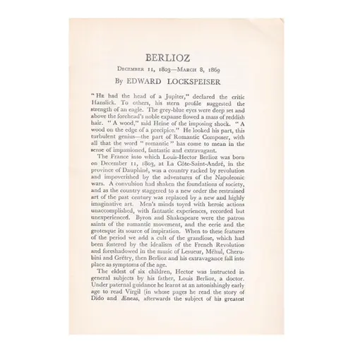 Berlioz Novello Short Biographies