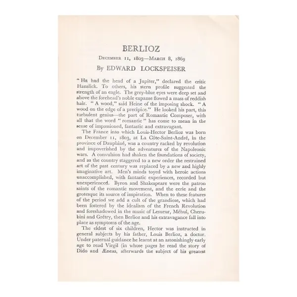 Berlioz Novello Short Biographies