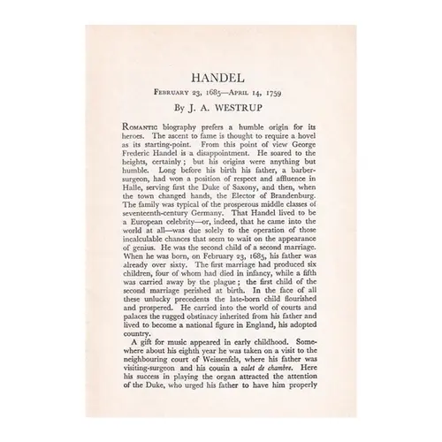 Handel Novello Short Biographies