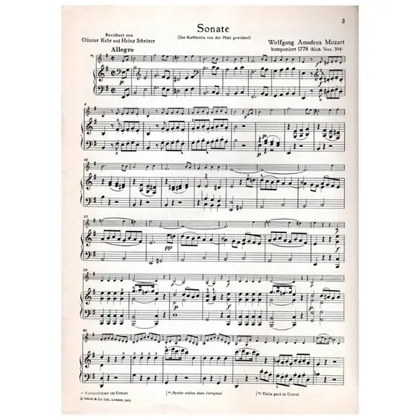 Sonate e Moll - KV 304 violine und klavier