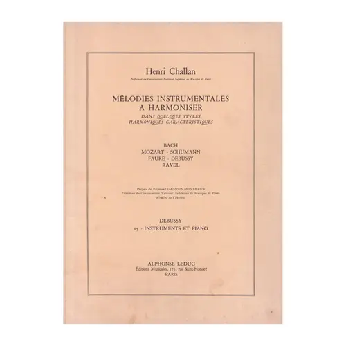 Mélodies instrumentales a harmoniser n.15 - Debussy - Instruments et piano