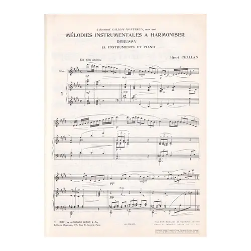 Mélodies instrumentales a harmoniser n.15 - Debussy - Instruments et piano