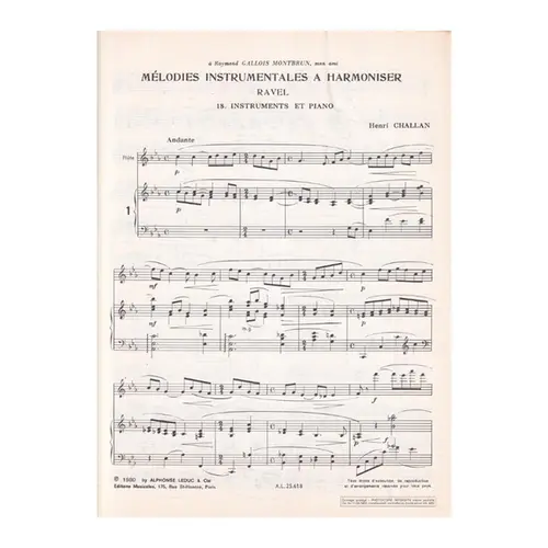 Mélodies instrumentales a harmoniser n.18 - Ravel