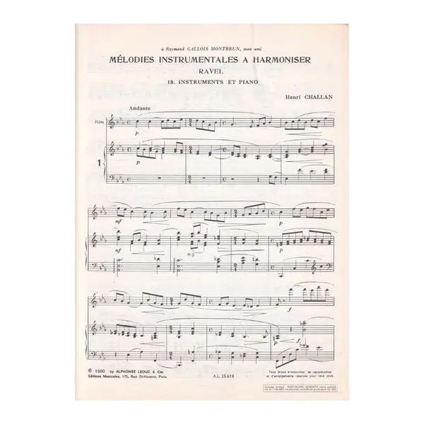 Mélodies instrumentales a harmoniser n.18 - Ravel