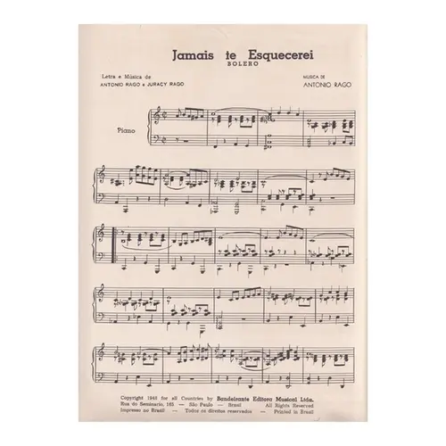 Jamais te Esquecerei - bolero para piano